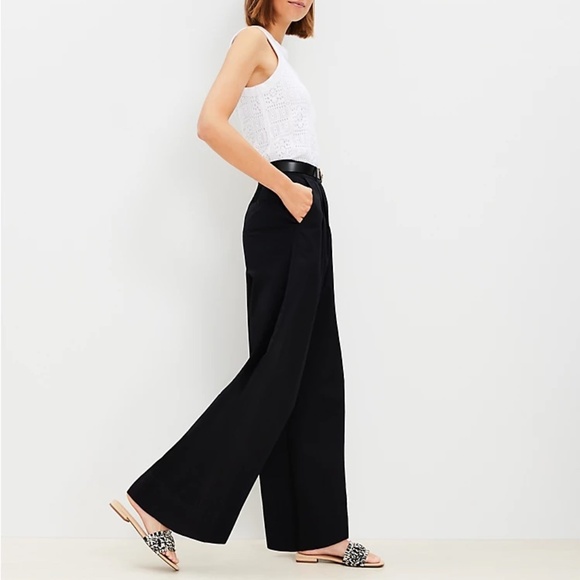 LOFT Petite Poplin Wide Leg Pants 0P - Picture 2 of 6